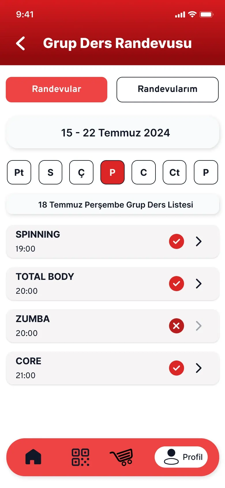 GymExxtra app screenshot - Group class appointment